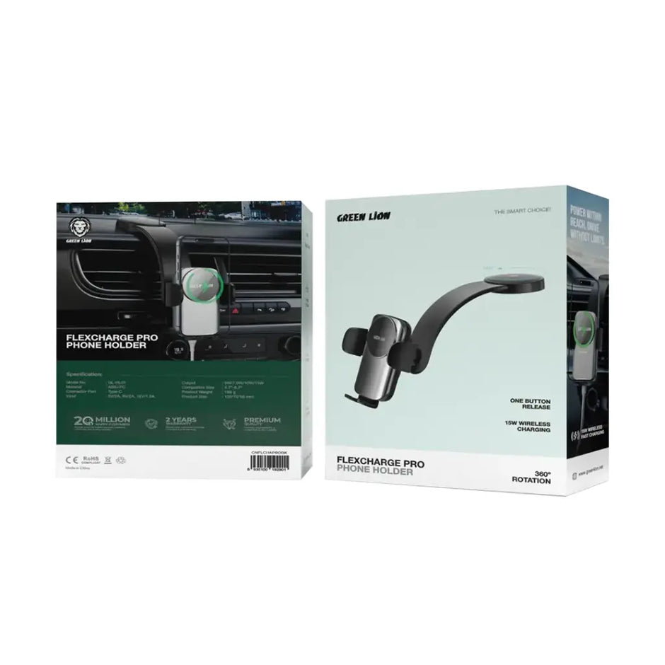 מחזיק טלפון עם טעינה אלחוטית Green Lion Flex Charge Pro Phone Holder – שחור