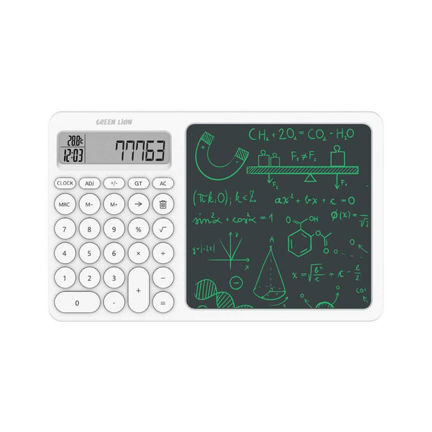 מחשבון חכם עם לוח כתיבה Green Lion CalcWrite Pro – Calculator & Writing Pad Combo – לבן 🧮✏️🤍