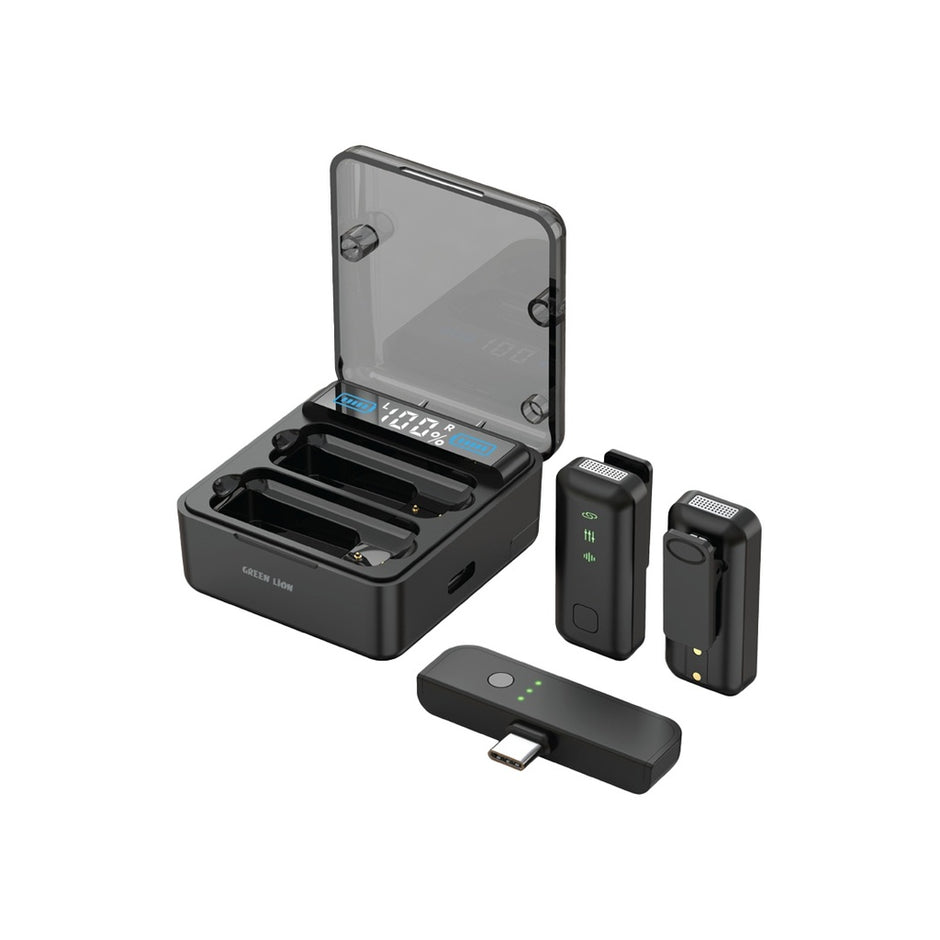 מיקרופון חכם דו־תכליתי Green Lion 2 in 1 Microphone with Digital Display – שחור 🎤📱🖤