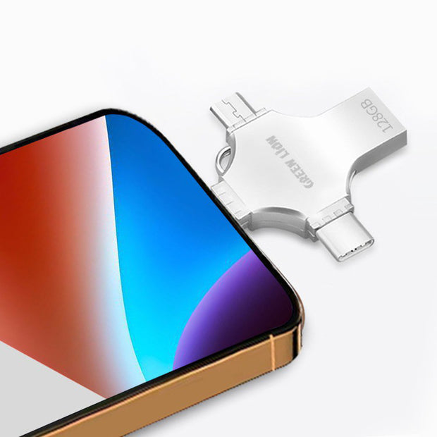 דיסק און-קי ‎Green Lion 4-in-1 USB Flash Drive 64GB – כסף 💾✨