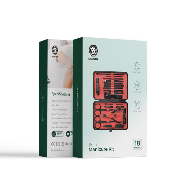 סט מניקור-פדיקור Green Lion 18-in-1 Manicure Travel Cutter – שחור ✂️🖤