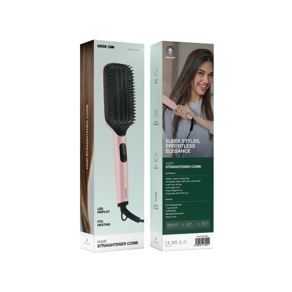 מחליק שיער Green Lion Straightener Comb – ורוד 💖