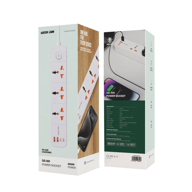 רב שקע כוח Green Lion GS-300 Power Socket – שחור 🔌🖤
