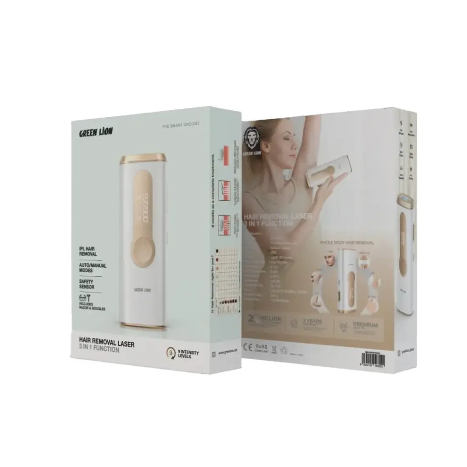 מכשיר לייזר להסרת שיער Green Lion 3-in-1 Hair Removal Laser – לבן ✨🤍