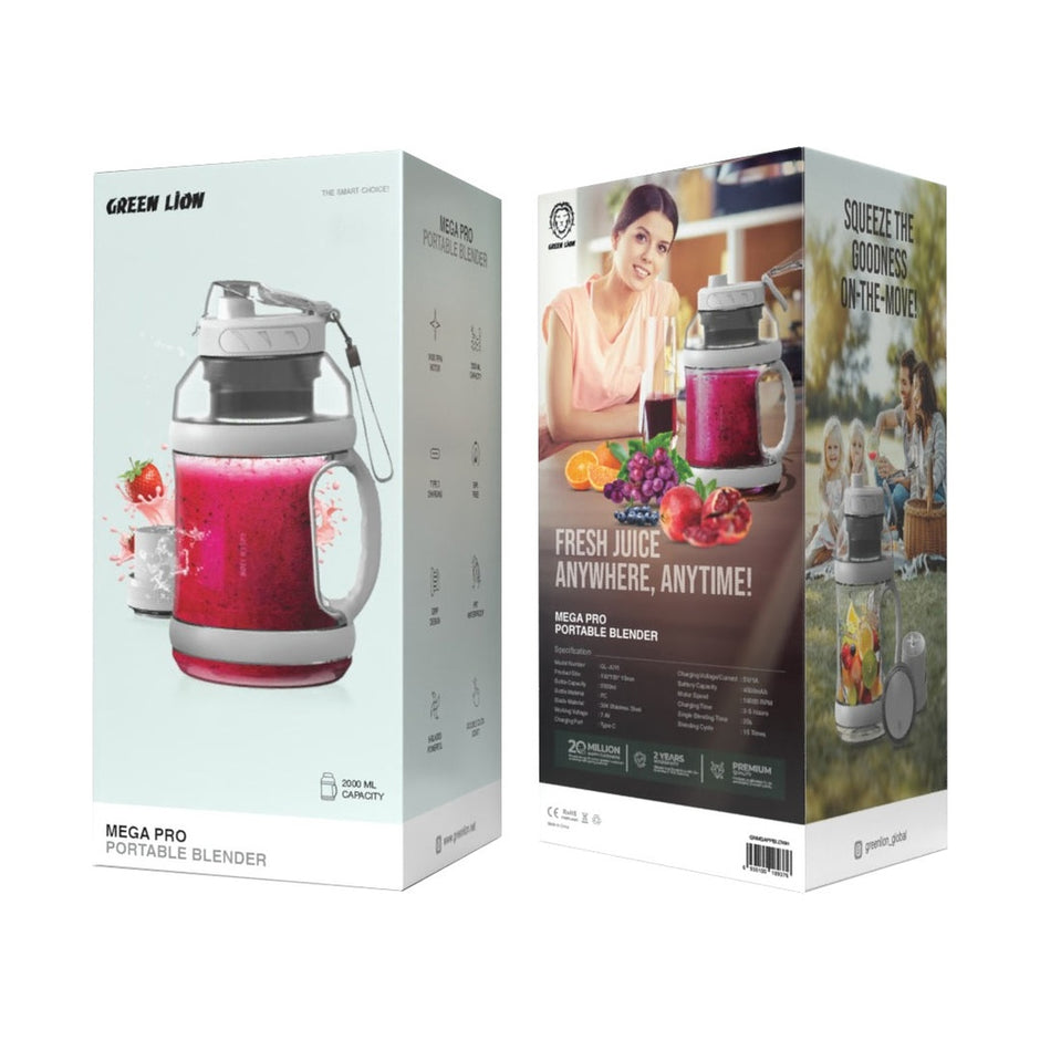 בלנדר נייד מקצועי Green Lion Mega Pro Portable Blender – לבן