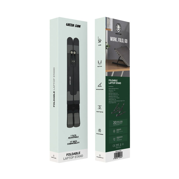 מעמד מתקפל למחשב נייד Green Lion Foldable Laptop Stand 7 Tilts – שחור 💻⚙️🖤