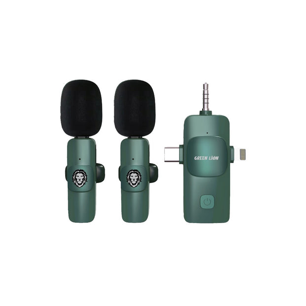 מיקרופון Green Lion 3-in-1 Type-C / Lightning / AUX – ירוק 🎤💚