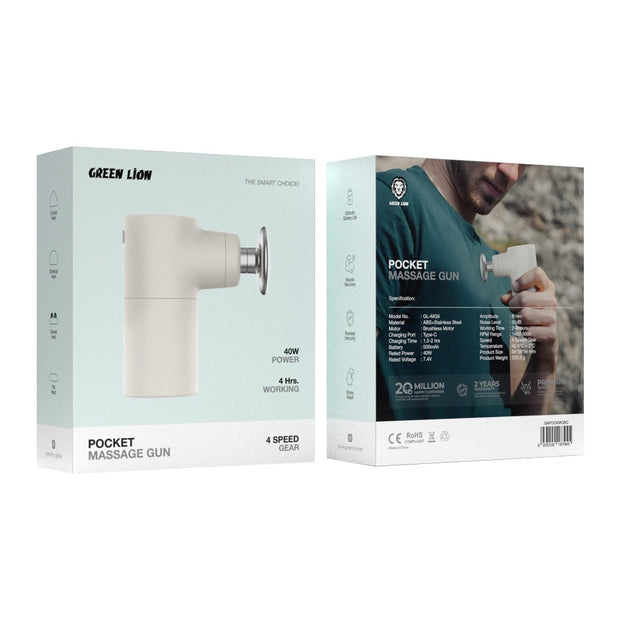 מכשיר עיסוי כיס Green Lion Pocket Massage Gun – בז’ 🖤