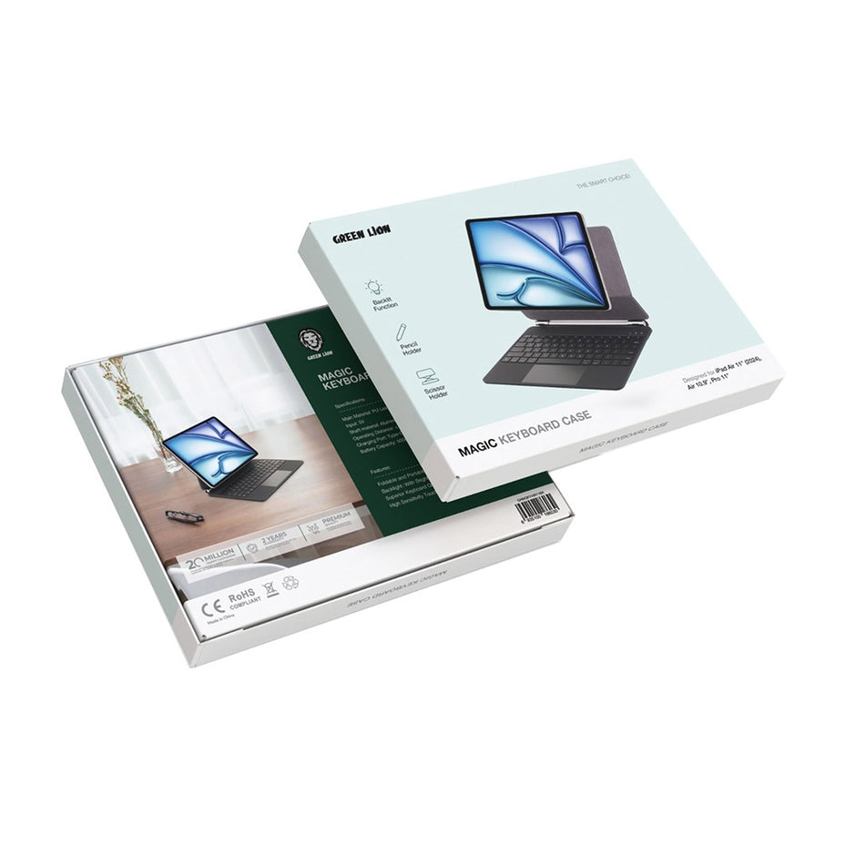 כיסוי מקלדת חכם Green Lion Magic Keyboard Case – iPad Pro 11″ – שחור 💻🖱️🖤