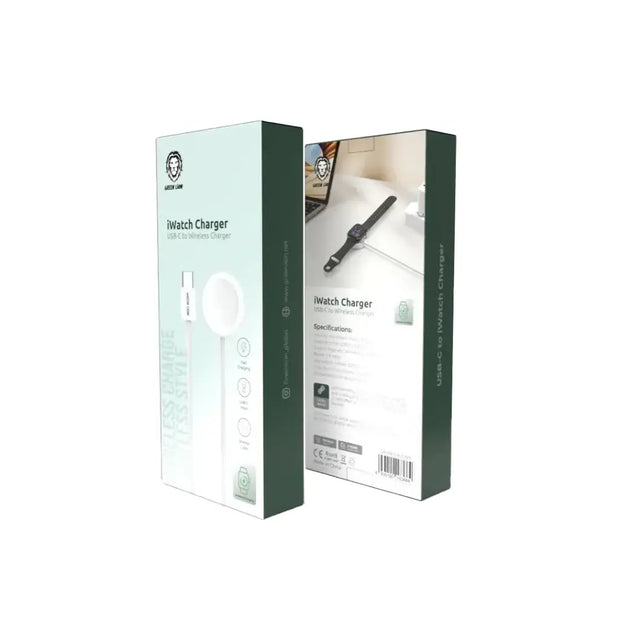 מטען Green Lion ל־Apple Watch בחיבור USB-C לטעינה אלחוטית – לבן