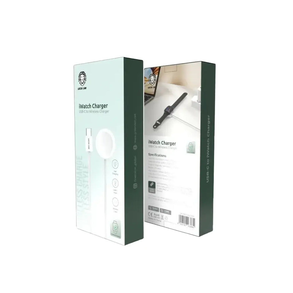 מטען אלחוטי לשעון Apple Watch Green Lion iWatch Charger USB-C to Wireless Charger – לבן