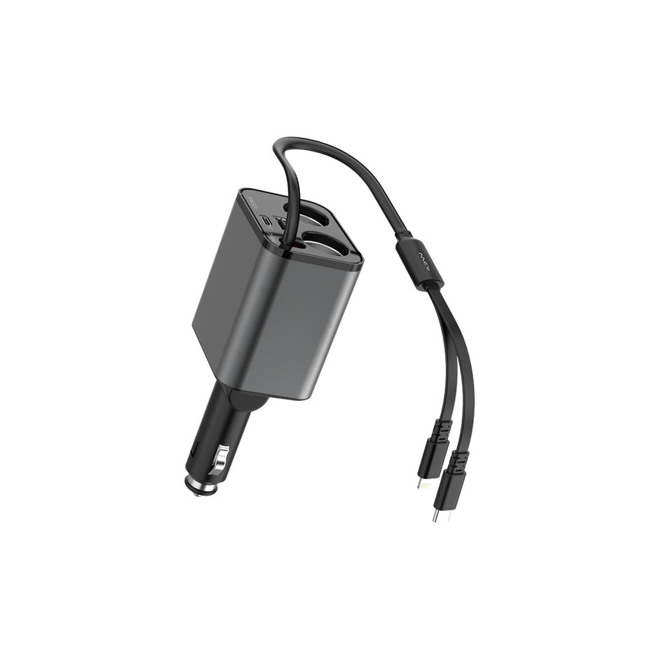 מטען רכב מרובה יציאות Green Lion בעוצמה של 90W – שחור