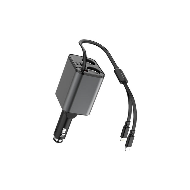 מטען רכב מרובה יציאות Green Lion בעוצמה של 90W – שחור