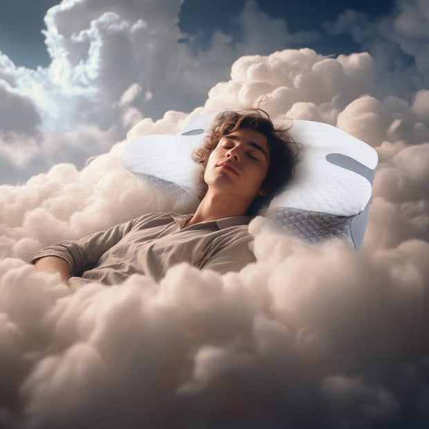 כרית צוואר אורטופדית Memory Foam מבית Green Lion – לבן/אפור ☁️🤍