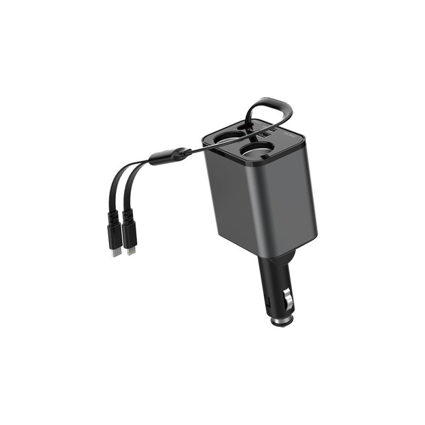 מטען רכב מרובה יציאות Green Lion בעוצמה של 90W – שחור