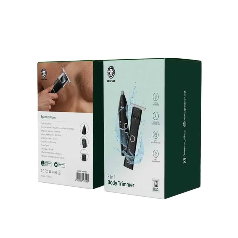 מכשיר עיצוב גוף Green Lion 3-in-1 Body Trimmer 1200mAh – שחור ✂️🖤