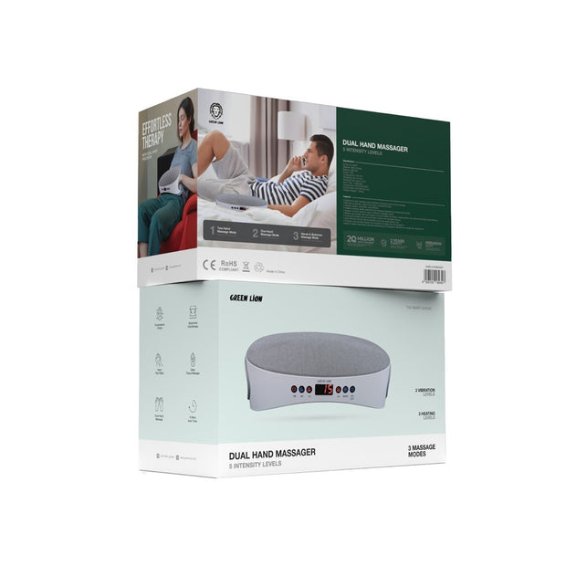 מכשיר עיסוי כפות ידיים Green Lion Dual Hand Massager – 5 רמות עוצמה, אפור 🖤