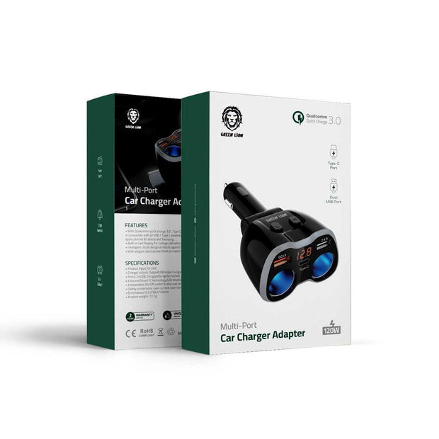 מתאם רכב מרובה יציאות Green Lion Multi-Port Car Charger Adapter