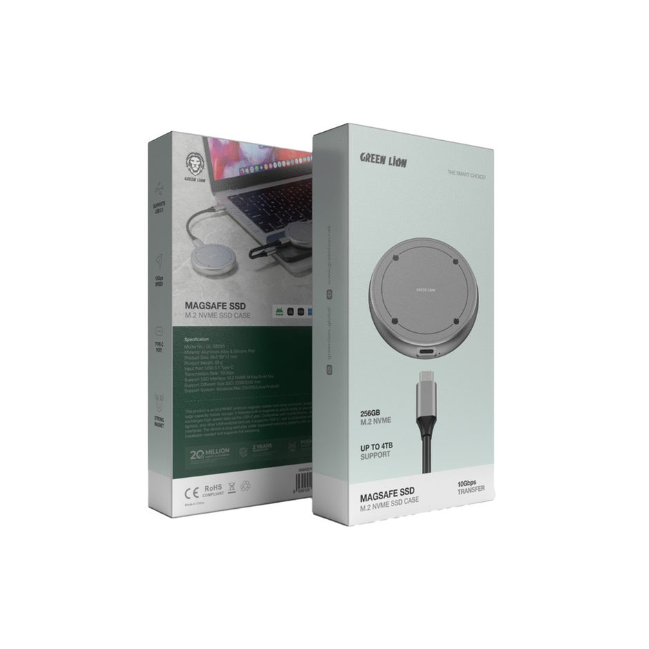 מארז אחסון Green Lion MagSafe SSD M.2 NVME SSD Case – אפור 🔘💽