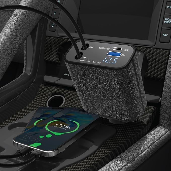 מטען רכב נשלף Green Lion בעוצמה של 120W – שחור