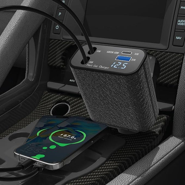 מטען רכב נשלף Green Lion בעוצמה של 120W – שחור