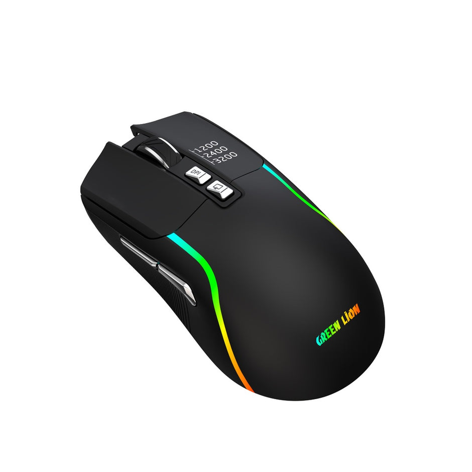 עכבר גיימינג נטען Green Lion Rechargeable Gaming Mouse – שחור 🎮🖱️⚡