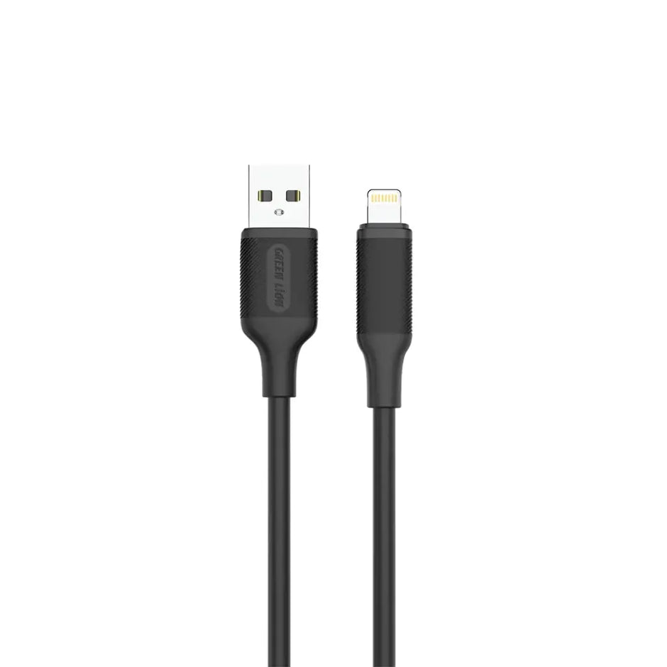 כבל טעינה Green Lion USB-A ל-Lightning עשוי PVC באורך 2 מטר – שחור