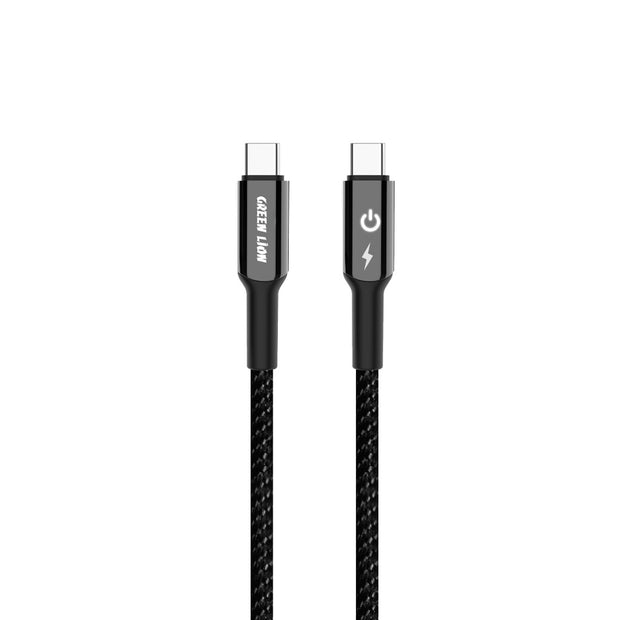 כבל קלוע Green Lion USB-C ל-USB-C – שחור