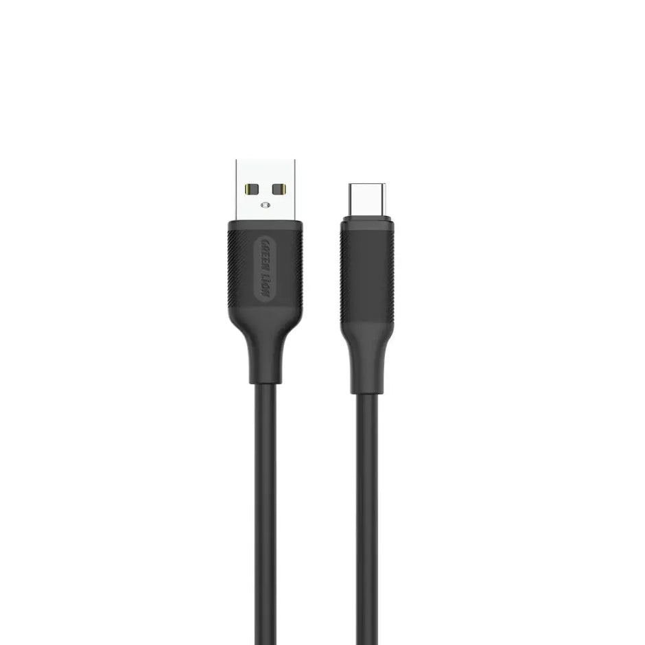 כבל טעינה Green Lion USB-A ל-USB-C עשוי PVC באורך 2 מטר – שחור