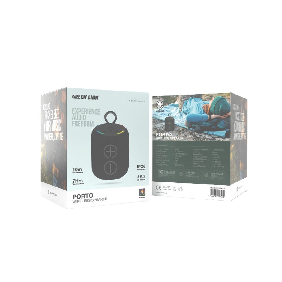 רמקול אלחוטי Green Lion Porto – שחור 🔊🖤