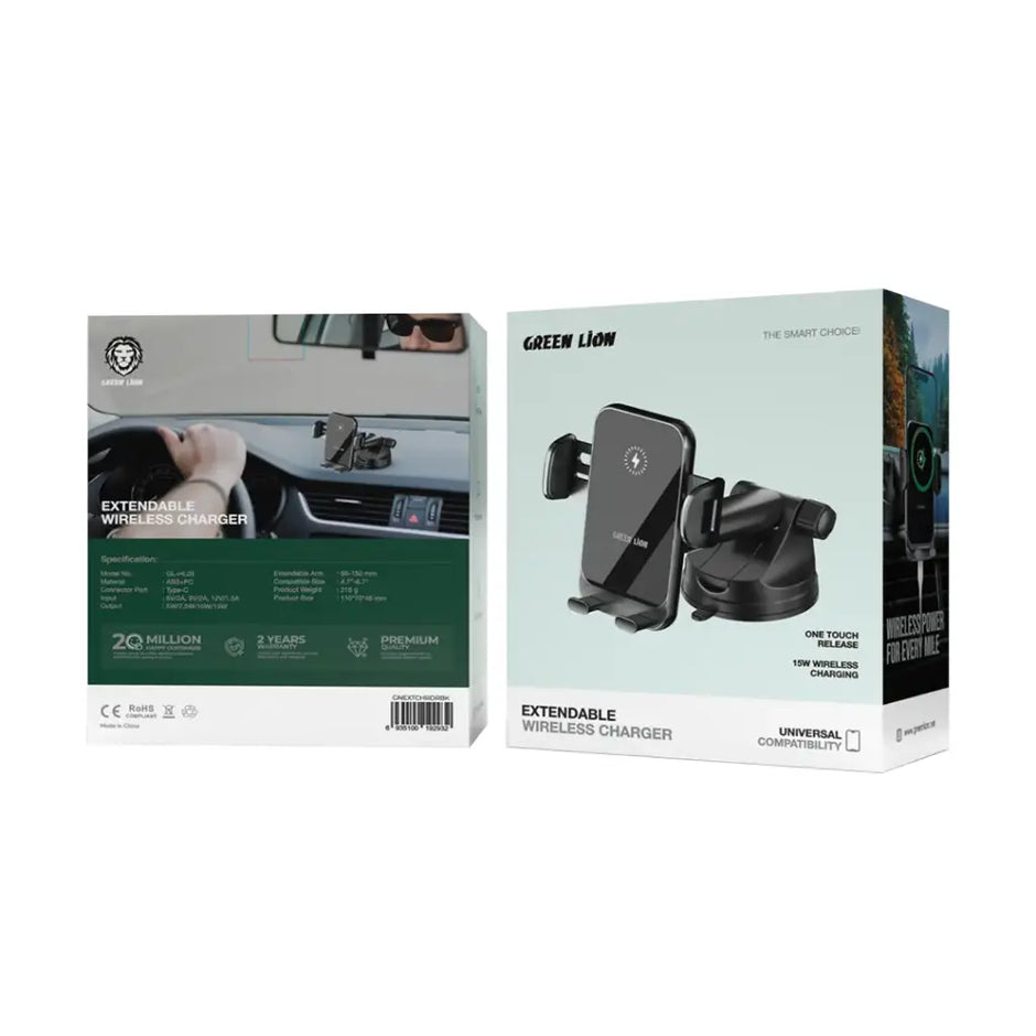 מטען אלחוטי מתכוונן Green Lion Extendable Wireless Charger – שחור