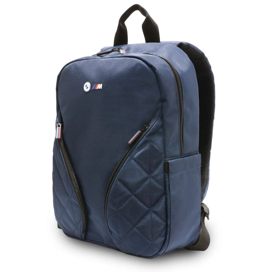 BMW Luxury PU Leather & Carbon Backpack 15″ – Navy