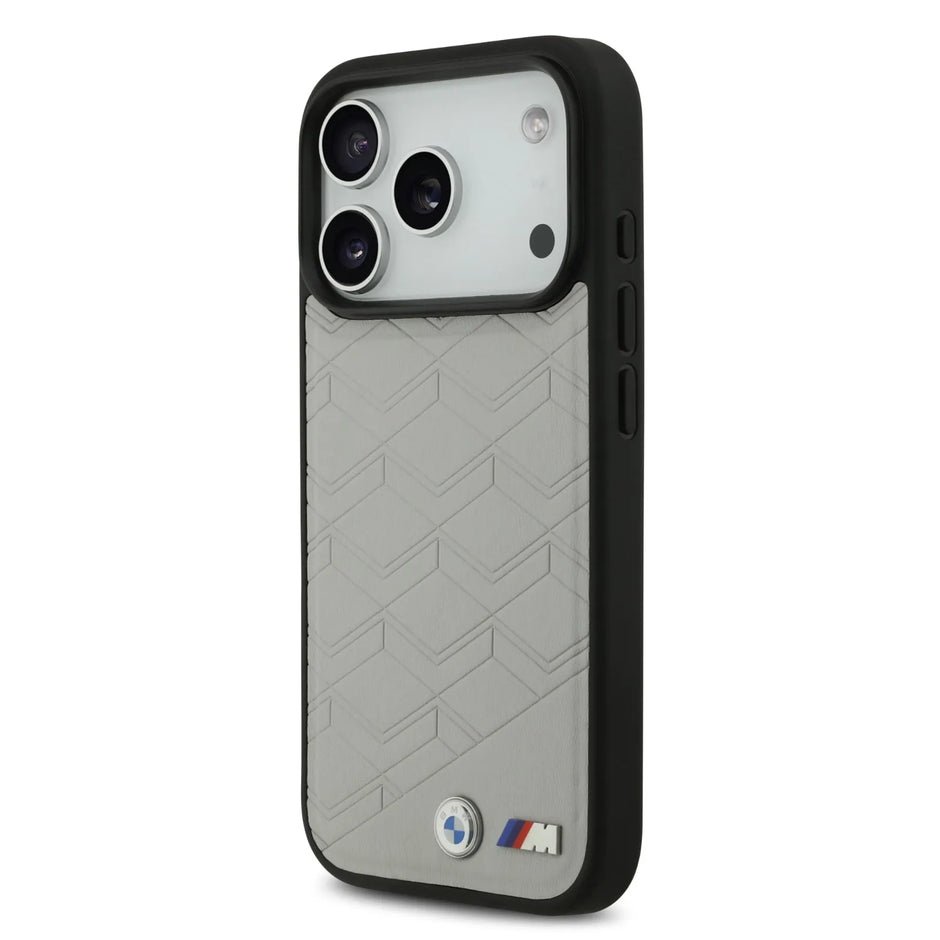 BMW Luxury MagSafe PU Leather Case – iPhone 17 Pro | Grey