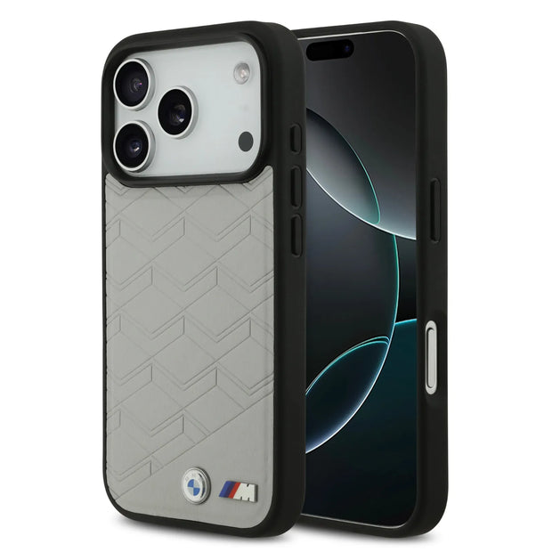 BMW Luxury MagSafe PU Leather Case – iPhone 17 Pro | Grey