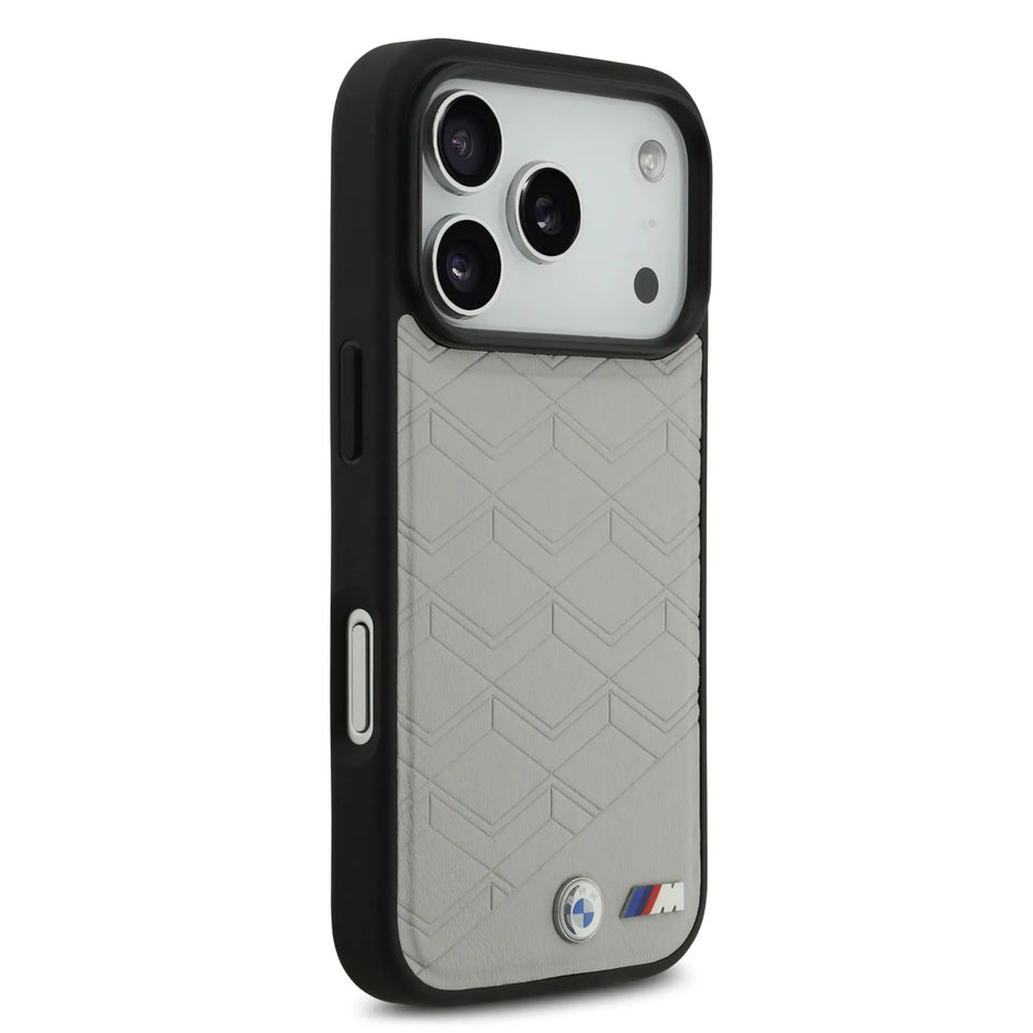 BMW Luxury MagSafe PU Leather Case – iPhone 17 Pro | Grey
