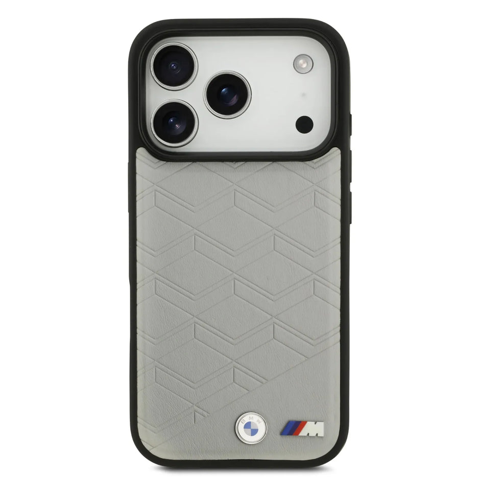 BMW Luxury MagSafe PU Leather Case – iPhone 17 Pro | Grey