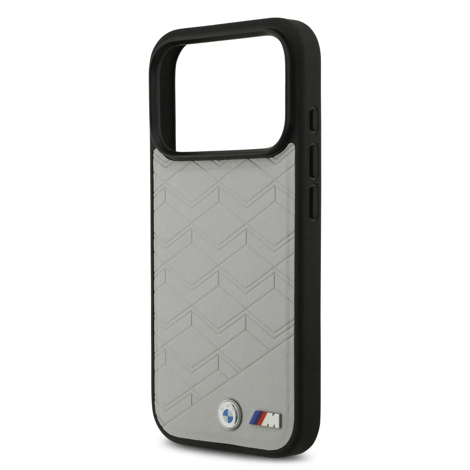 BMW Luxury MagSafe PU Leather Case – iPhone 17 Pro | Grey