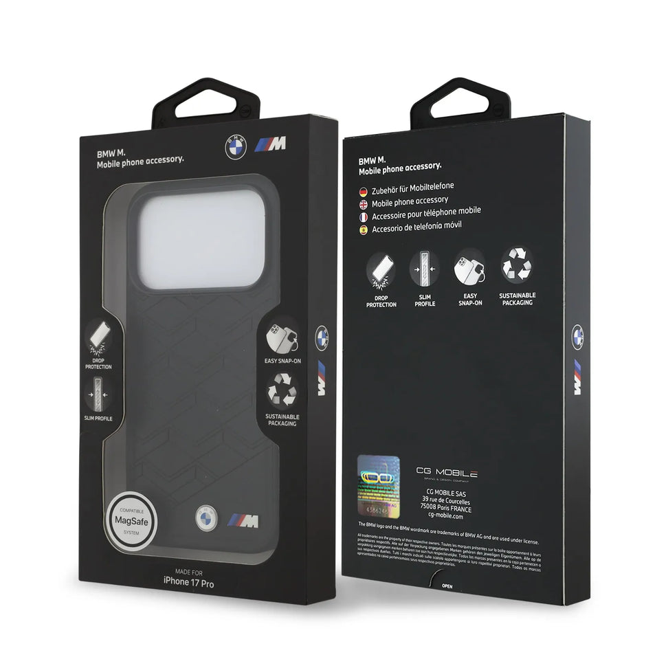BMW Luxury MagSafe PU Leather Case – iPhone 17 Pro | Black