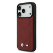 BMW Luxury MagSafe PU Quilted Leather Case – iPhone 17 Pro | Red