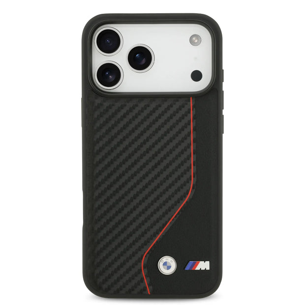 BMW Luxury PU Leather & Carbon Case – iPhone 17 Pro Max | Black