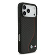 BMW Luxury PU Leather & Carbon Case – iPhone 17 Pro Max | Black