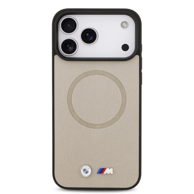 BMW Luxury MagSafe Full Wrapped Leather Case – iPhone 17 Pro Max | Grey
