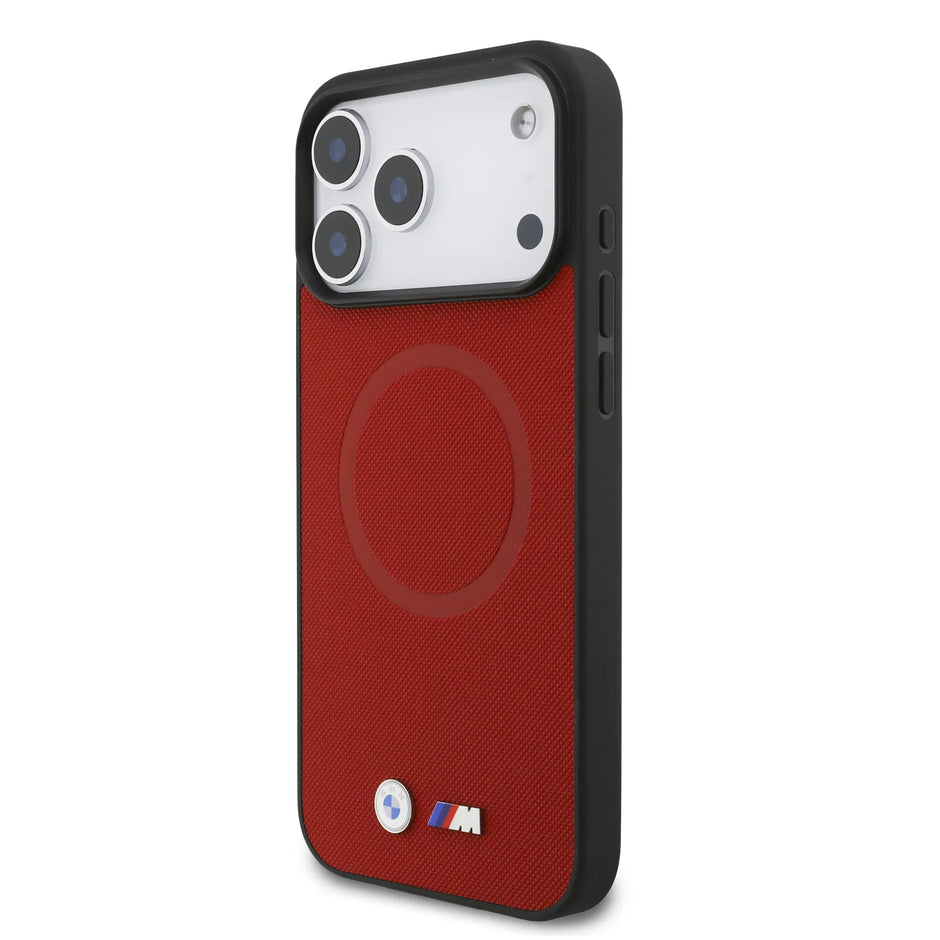 BMW Luxury MagSafe Full Wrapped Leather Case – iPhone 17 Pro Max | Red