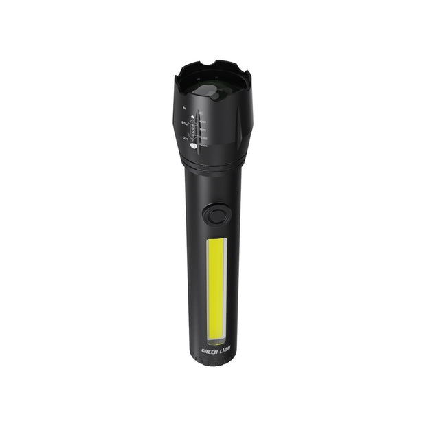 פנס 2-ב-1 מתכוונן Green Lion Adjustable Torch – 3W LED,‎130lm, סוללה ‎1200mAh, שחור 🖤