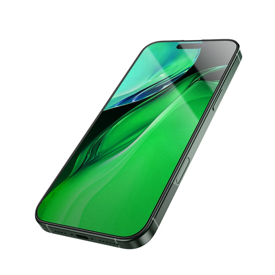 מגן מסך Green Lion 3D Silicone Plus High Definition Edge Glass לסדרת iPhone 16 – שוליים שחורים / שקוף 🛡️📱