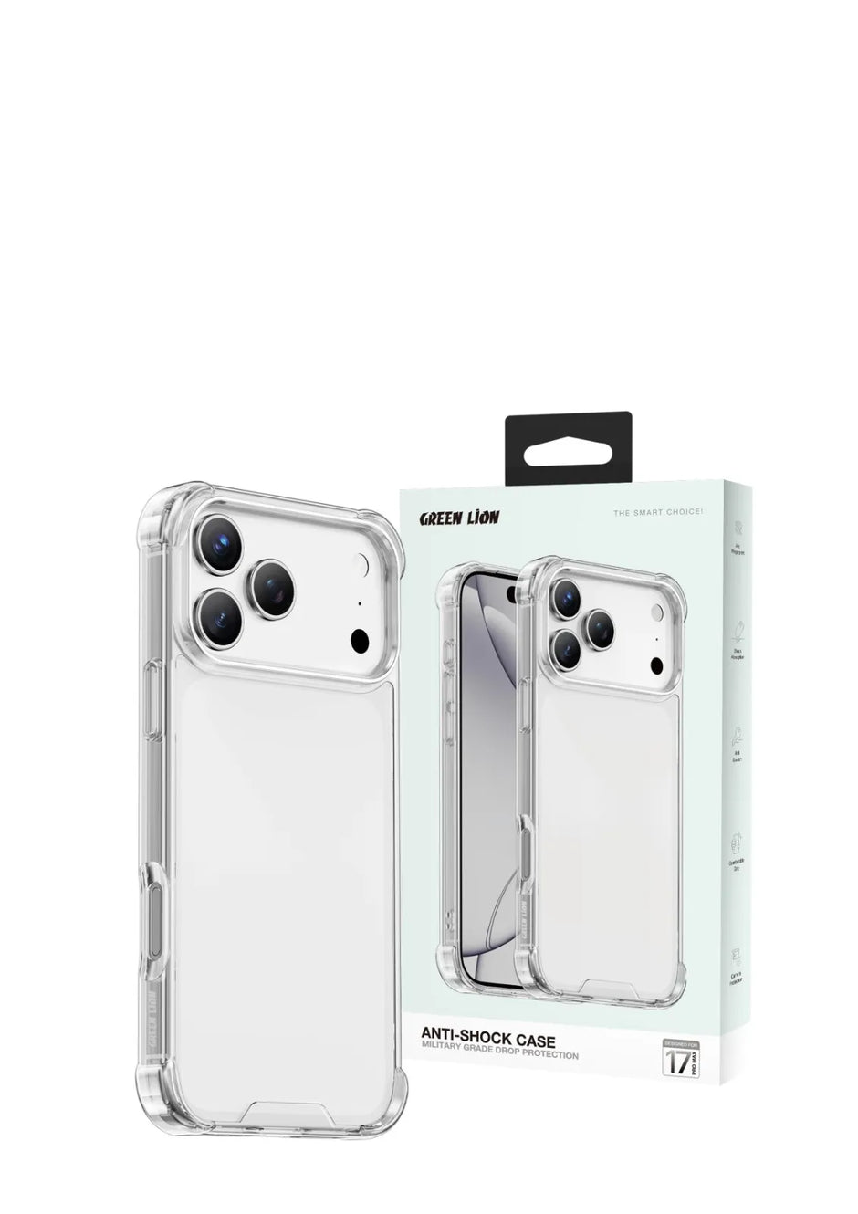 כיסוי מגן שקוף Green Lion Anti-Shock Case לאייפון 17 – שקוף