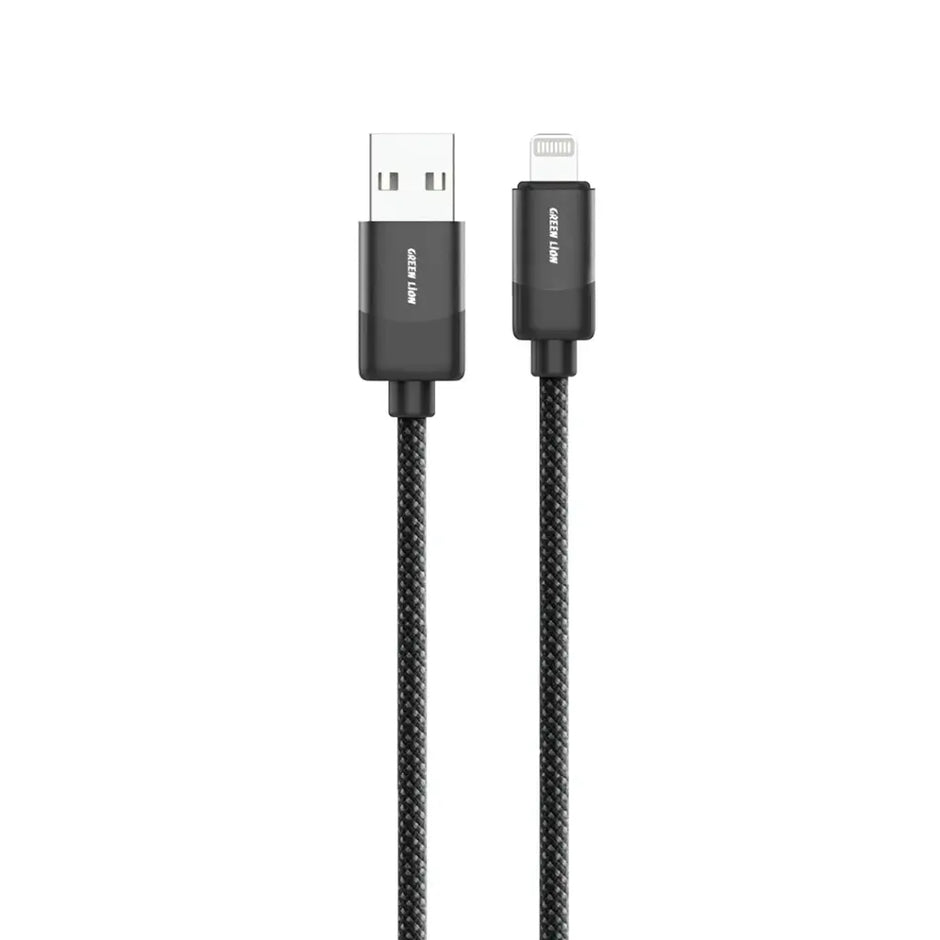 כבל קלוע Green Lion USB-A ל-Lightning באורך 1 מטר – 12W – שחור