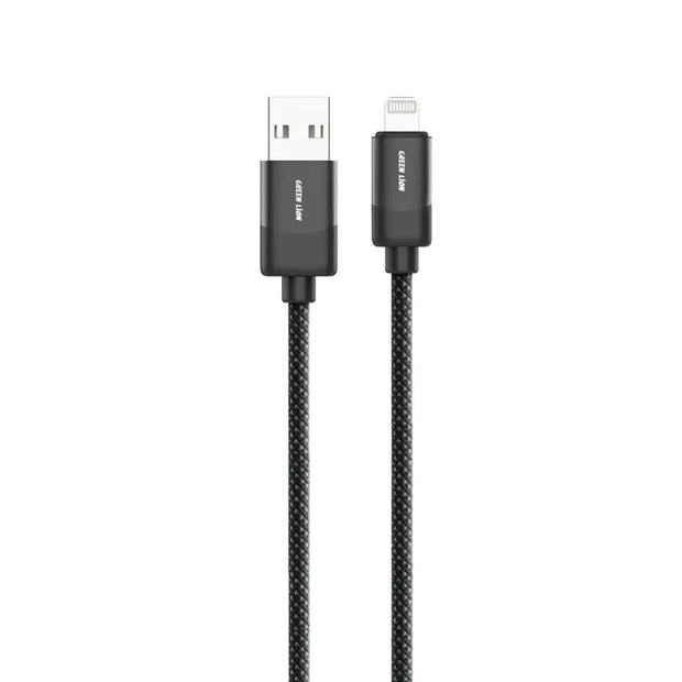 כבל קלוע Green Lion USB-A ל-Lightning באורך 1 מטר – 12W – שחור
