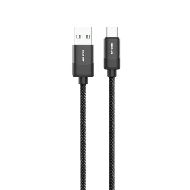 כבל קלוע Green Lion USB-A ל-USB-C בעוצמה של 15W – שחור