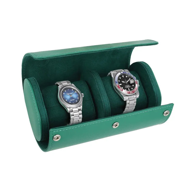 נרתיק שעונים יוקרתי Green Lion Duo Watch Roll Case – Rolex Green